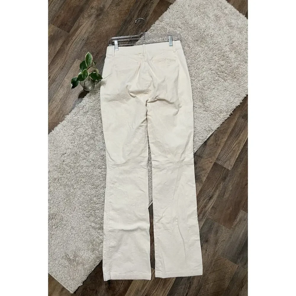 J.crew Size 2 Tall Cream Corduroy Flare Leg Mid-Rise Trouser Pants